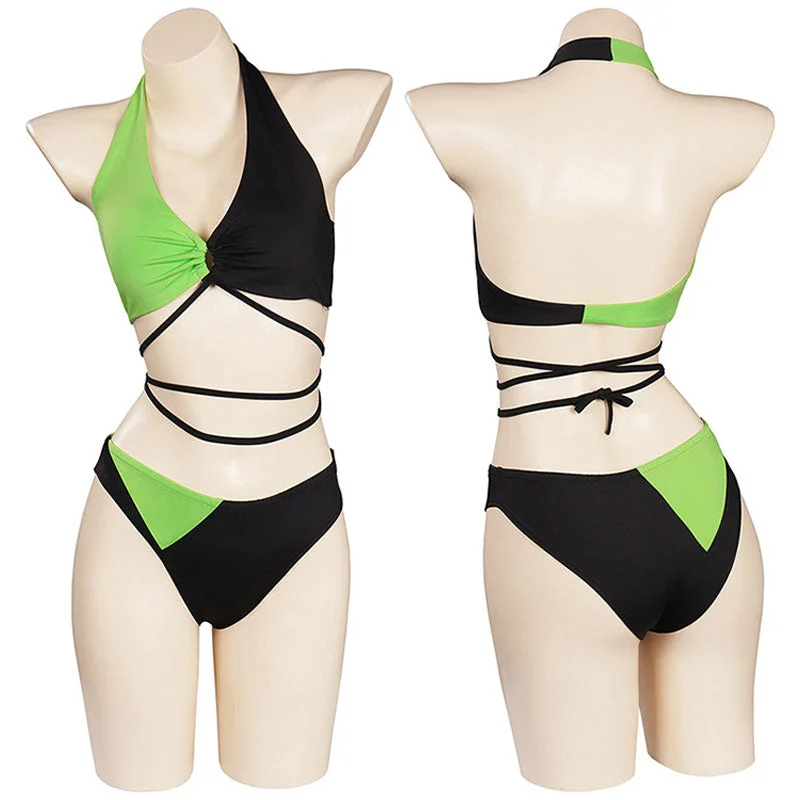 Kim Possible Shego Swimsuit Cosplay Costumes Fun Pattern Swimsuit