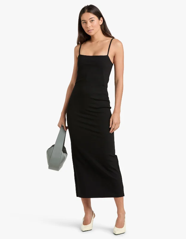 Irina Cami Maxi Dress - Black Comfortable Satin Maxi Dress