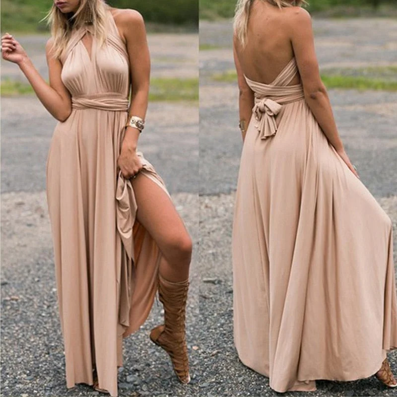 Sexy Long Bridesmaid Multi Way Wrap Convertible Infinity Maxi Dress Hollow Out Bandage Vestidos Cozy Longline Maxi Dress