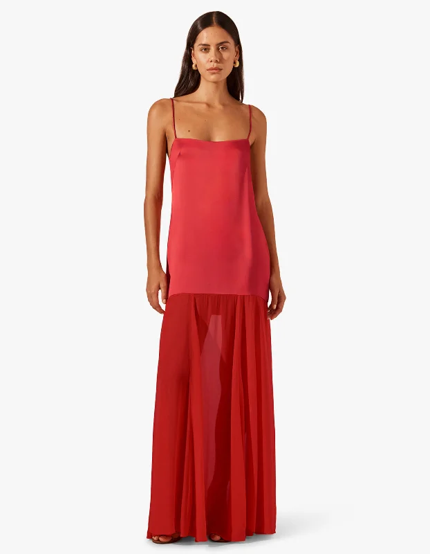 Moraya Dropped Waist Maxi Dress - Chilli Trendy V-Neck Maxi Dress