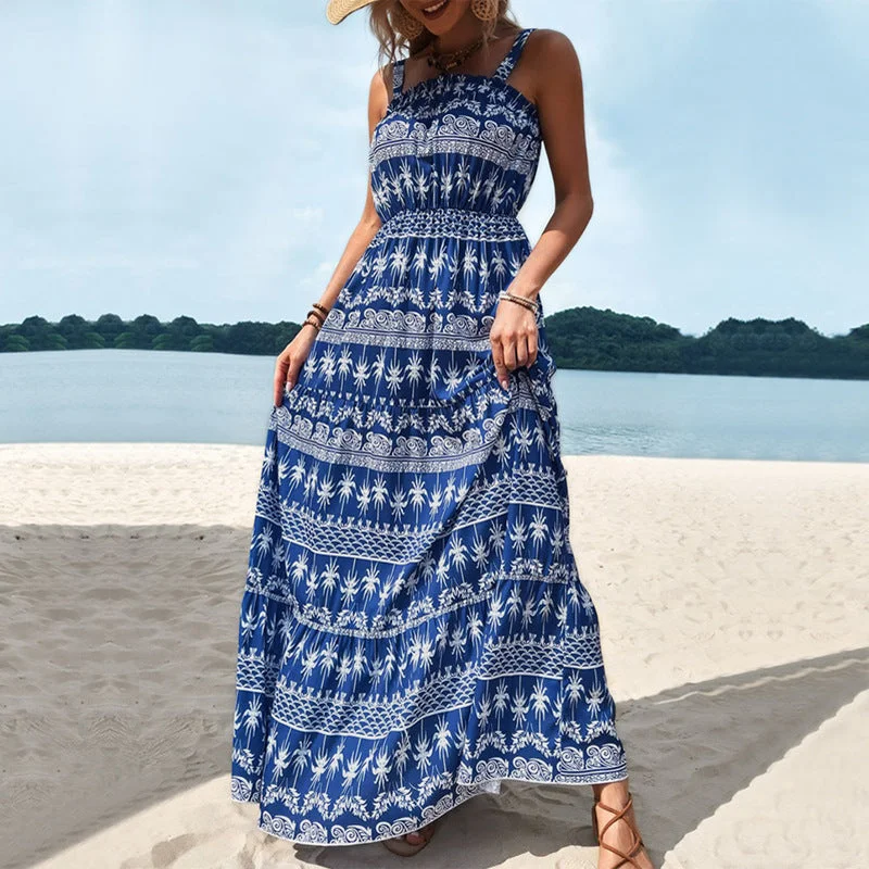 Summer Sleeveless High Waist Long Maxi Dresses Stylish Button-Up Maxi Dress