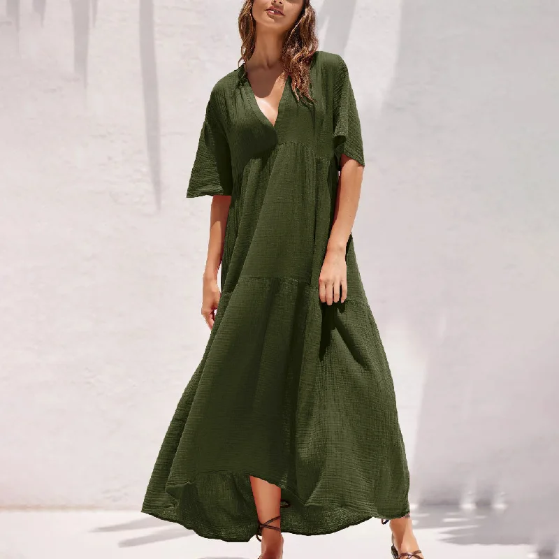 Summer V Neck Long Maxi Dresses Fashionable Sheer Maxi Dress