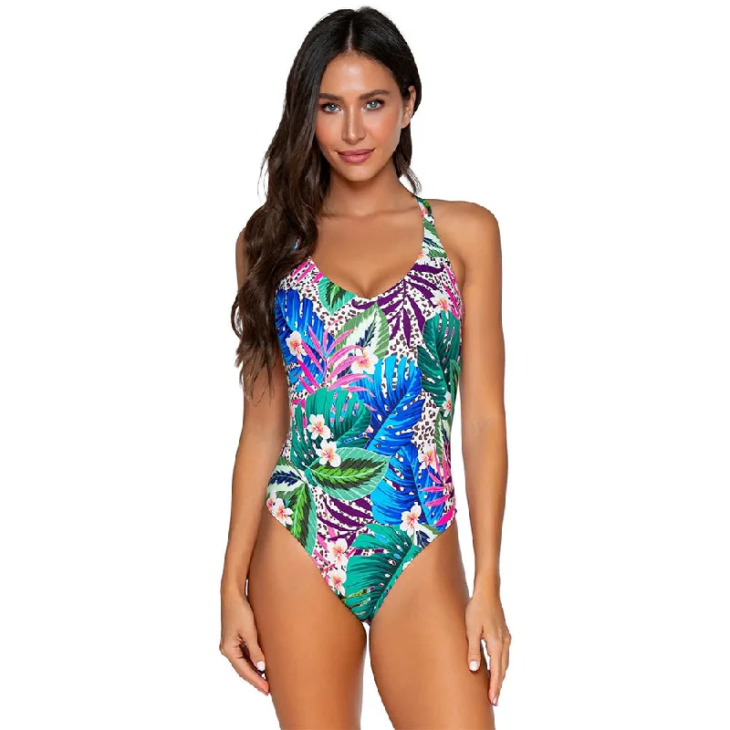 Sunsets Veronica One Piece Womens Island Safari Swimsuit Chic Swimsuit Cover-Up