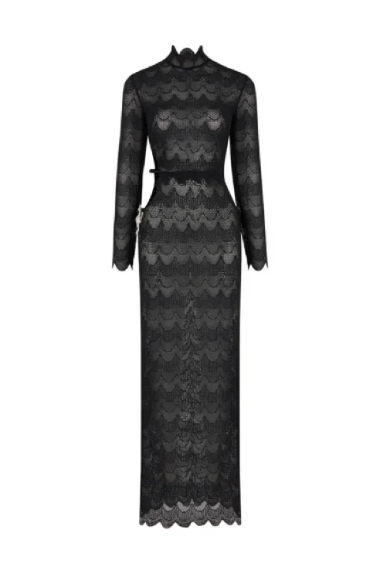 THE LUMIERE LACE MAXI DRESS Cozy Open-Back Maxi Dress