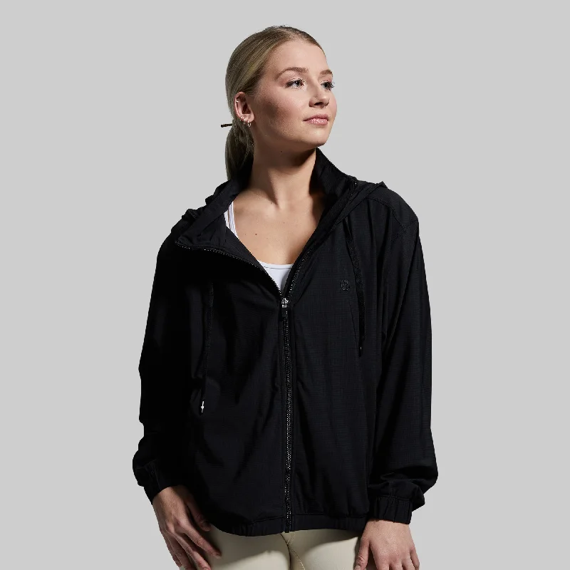 Crosswind Jacket (Black) Zippered Front Buttoned Front Snap Front