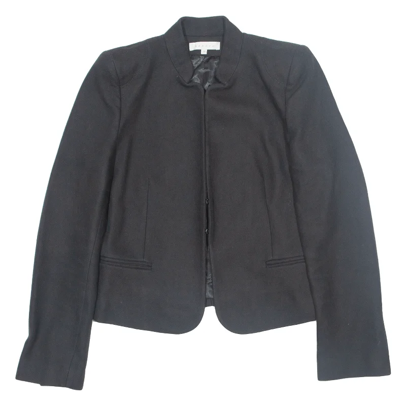 SANDRO Womens Blazer Jacket Black S Cardigan Sweater Pullover