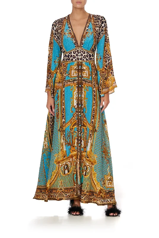 Kimono Sleeve Dress With Shirring Detail