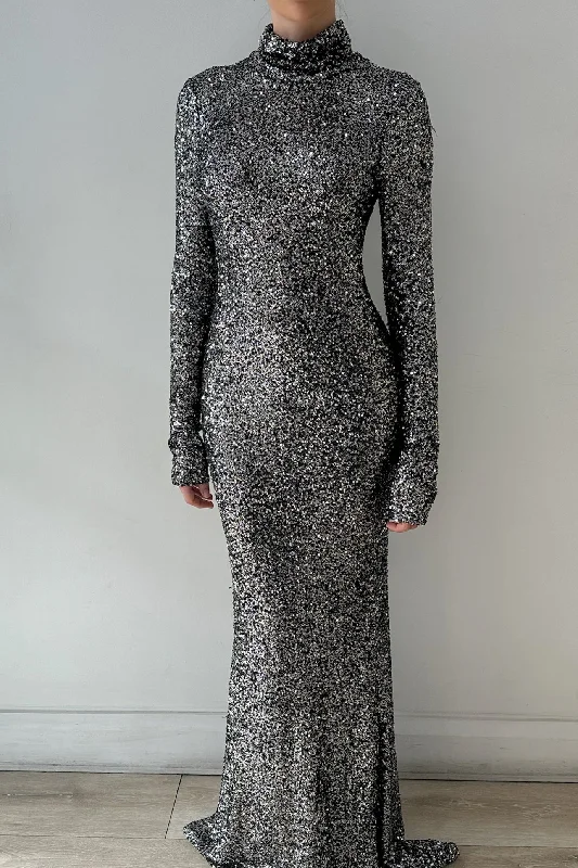Inara Sequin Gown Gunmetal by HSH