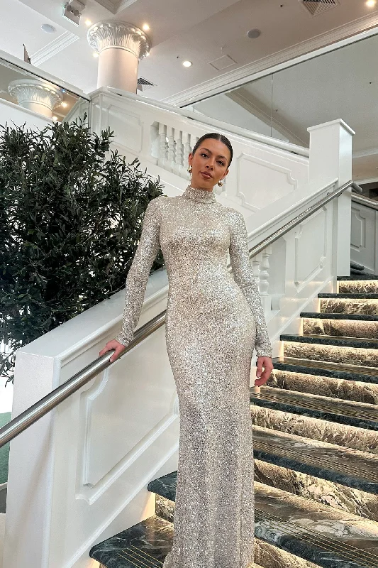 Inara Sequin Gown Silver by HSH