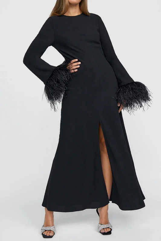 Miranda Feather Cuff Full Length Dress By Johnny
