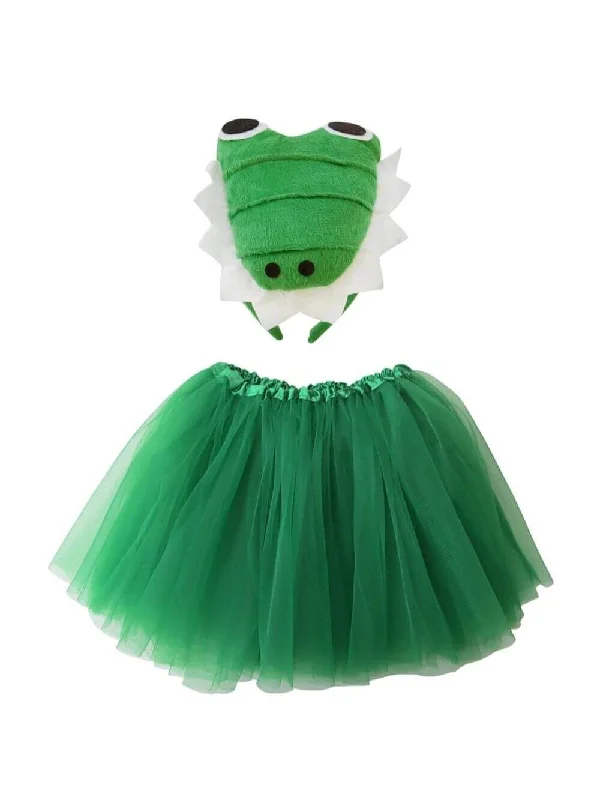 Adult Alligator Costume or Crocodile Costume - Green Tutu Skirt & Headband Set for Adult or Plus Size chiffon skirt floaty