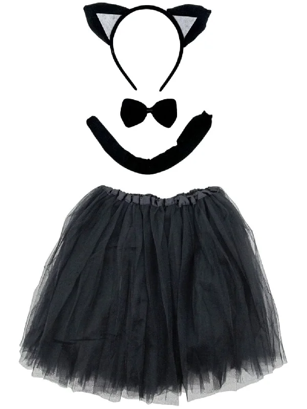 Adult Black Cat Costume - Tutu Skirt, Tail, & Headband Set for Adult or Plus Size corduroy skirt textured