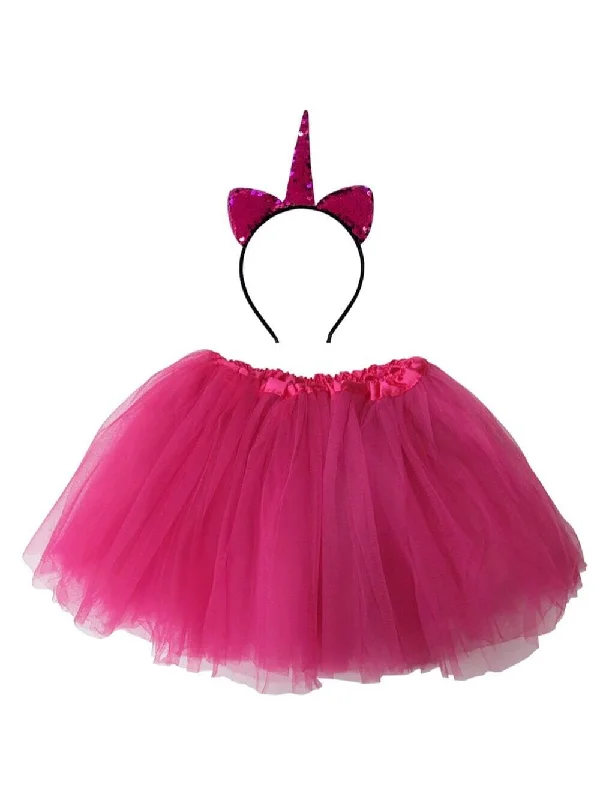 Adult Hot Pink Unicorn Costume - Tutu Skirt & Flip Sequin Headband Horn Set for Adult or Plus Size corduroy skirt durable