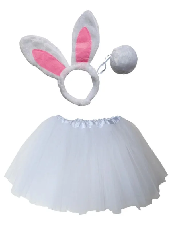 Adult White Rabbit Costume - Tutu Skirt, Tail, & Headband Set for Adult or Plus Size lace skirt delicate