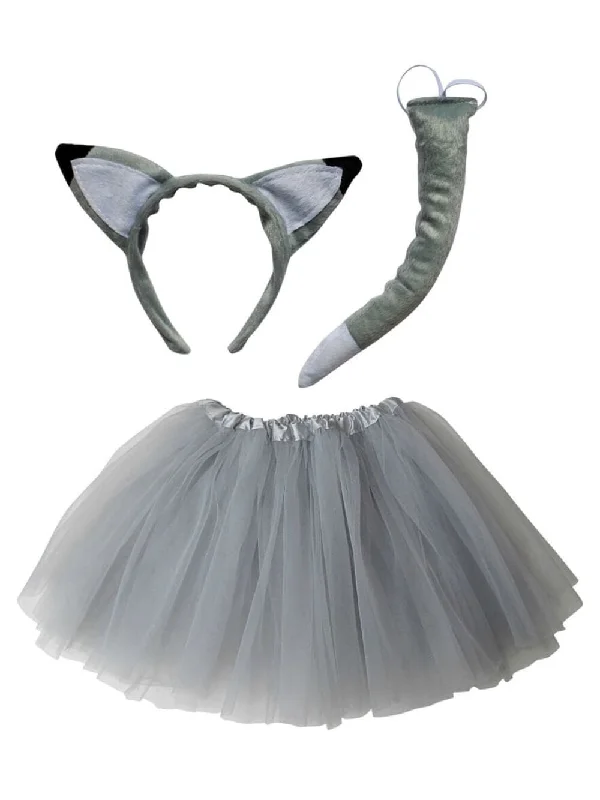 Adult Wolf Costume or Gray Fox Costume - Tutu Skirt, Tail, & Headband Set for Adult or Plus Size lightweight skirt design