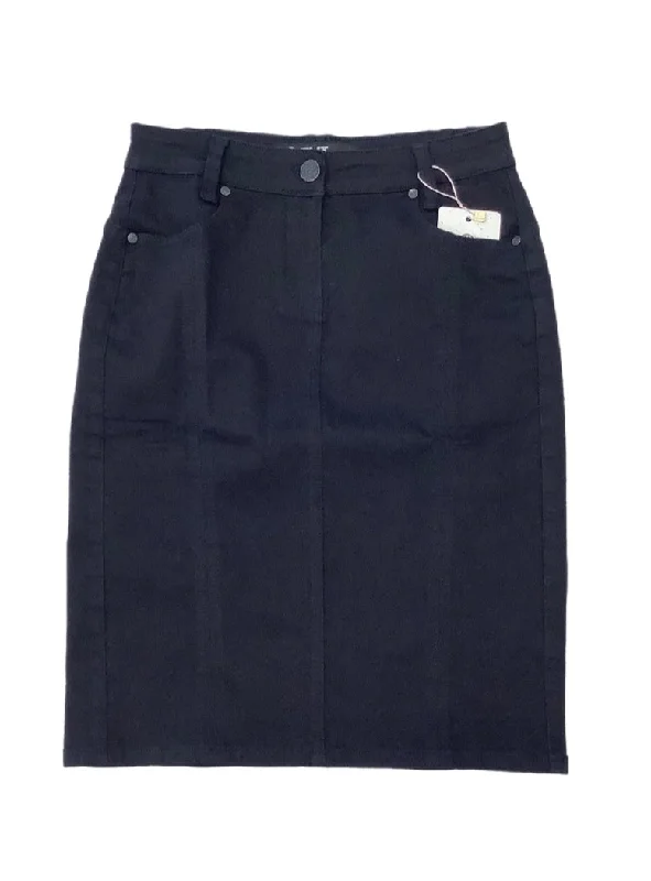 Black Twill Knee Length Skirt Style 175/1A belted skirt waist