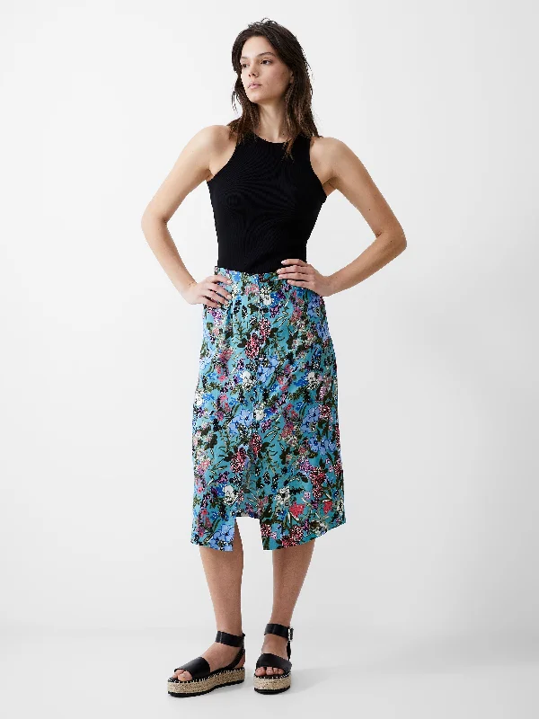 Blossom Drapey Button Midi Skirt chiffon skirt lightweight