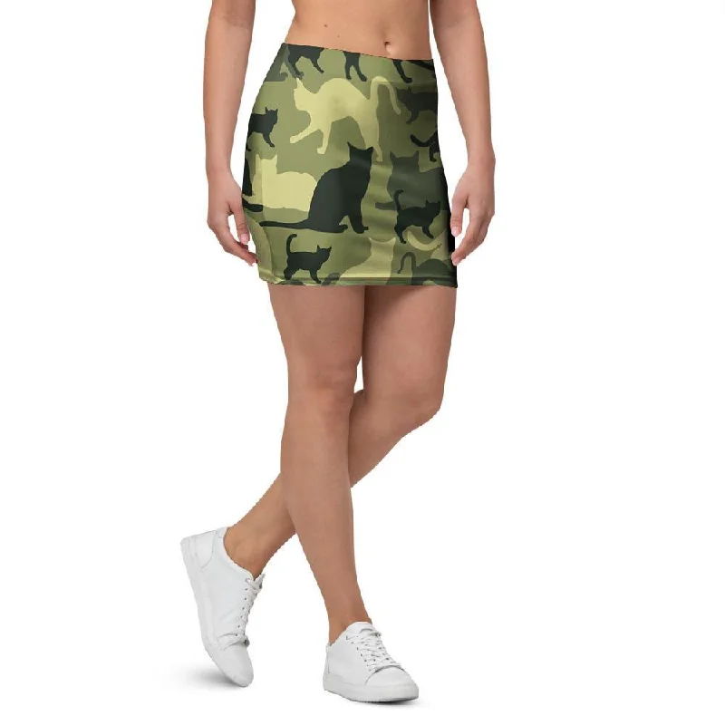 Cat Camouflage Print Mini Skirt tiered skirt playful