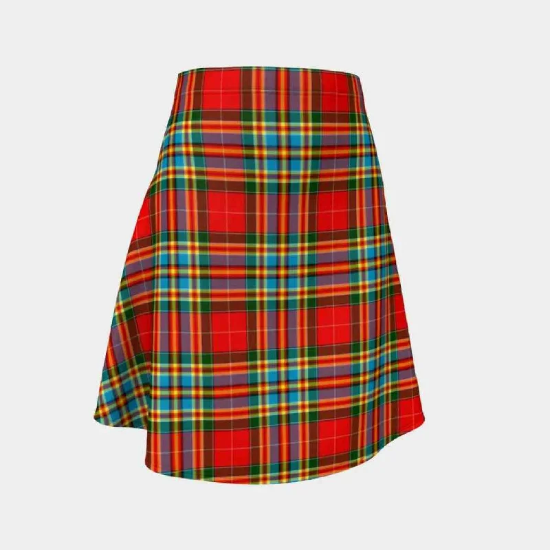 Chattan Tartan Flared Skirt linen skirt breathable