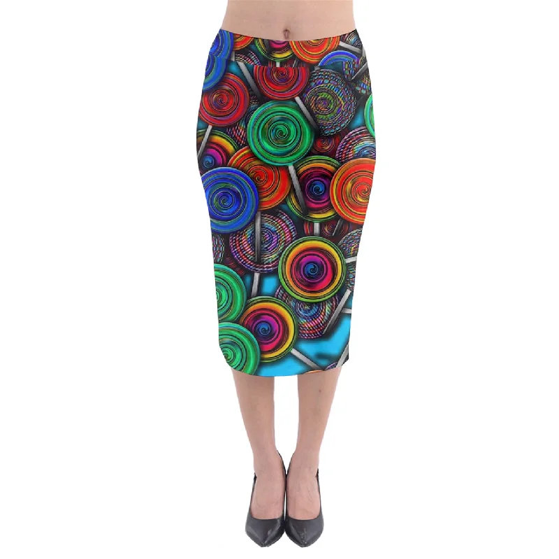 Colorful lolipops Midi Pencil Skirt denim skirt casual