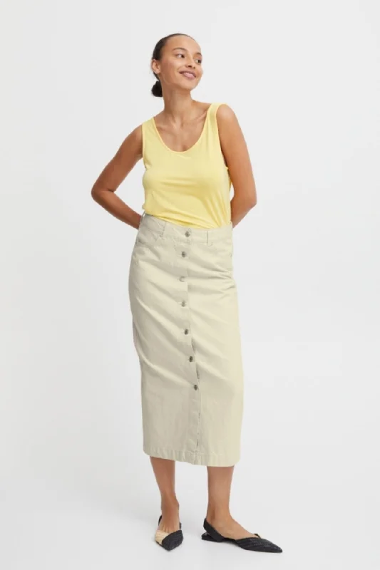 Cream Midi Skirt spandex blend skirt