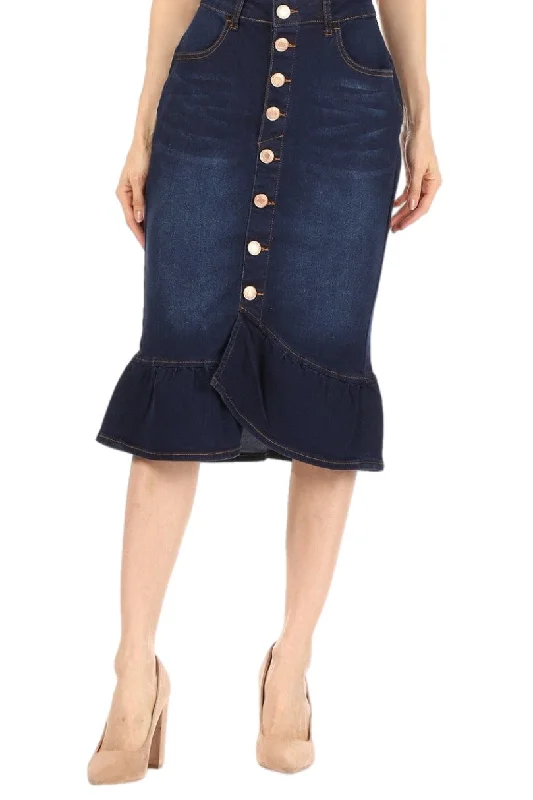 Denim Skirt Style 77531 in Dark Indigo Wash chiffon skirt lightweight