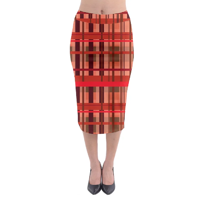 Fall Plaid Midi Pencil Skirt lace skirt romantic