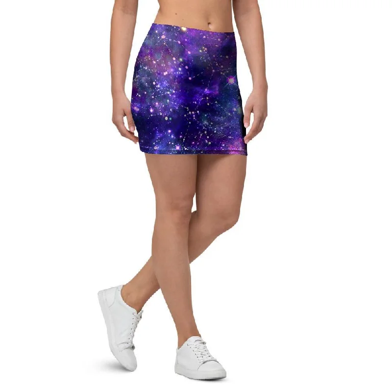 Galaxy Night Print Mini Skirt mini skirt trendy