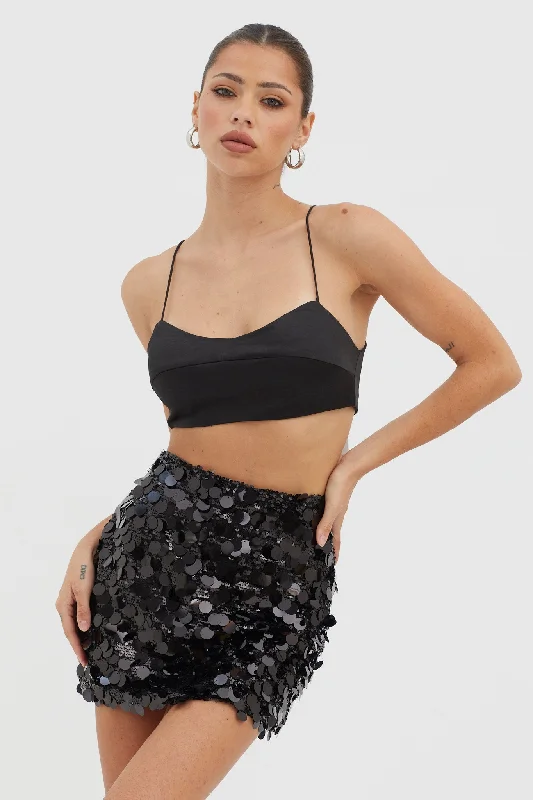 Gin Fizz Sequin Mini Skirt Black cashmere skirt fine