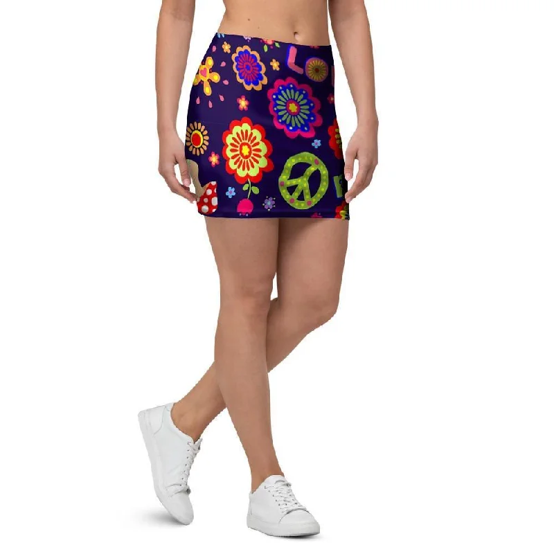 Hippie Floral Mini Skirt leather skirt bold