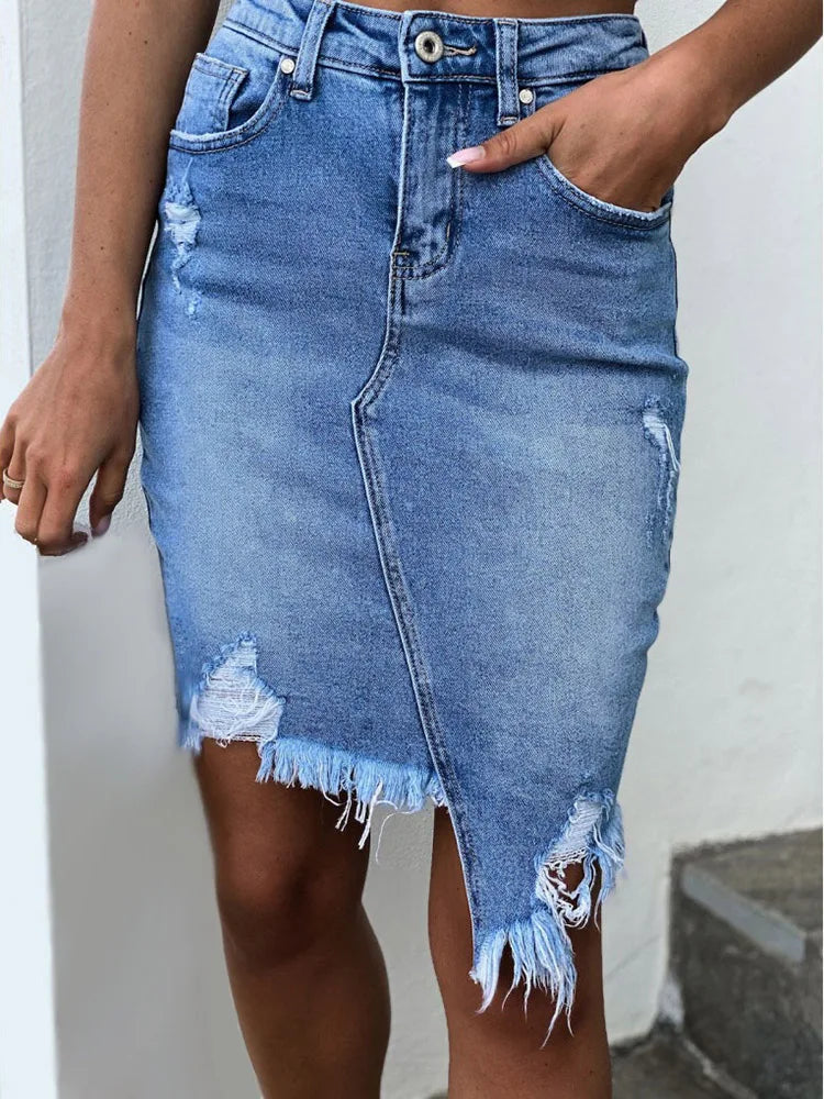 Women High Waist Ripped Shorts Skirt Jeans Lady Denim Skirt boho skirt vibe