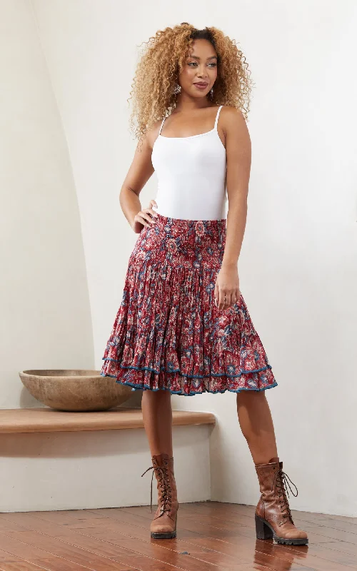 Macarena Skirt, Mini, Gypsy Red denim skirt fashionable