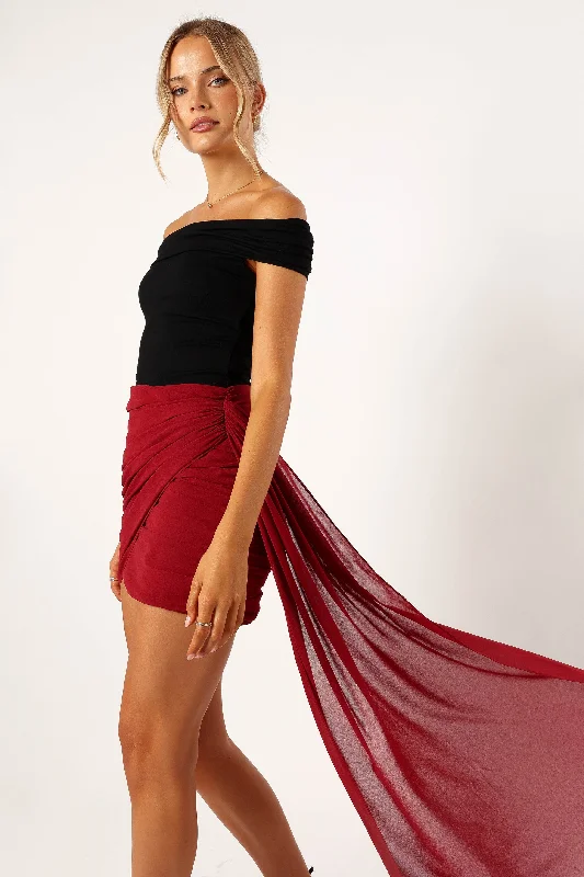 Night Lover Mini Skirt - Merlot cashmere skirt fine