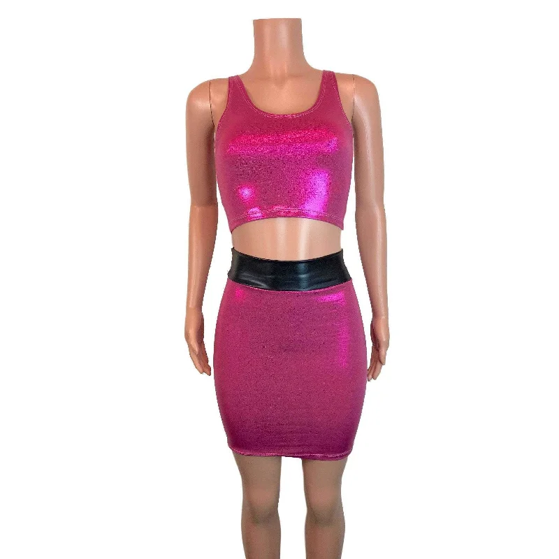 PowerPuff Girls BLOSSOM Costume W/ Pink Pencil Skirt and Crop Top denim skirt classic