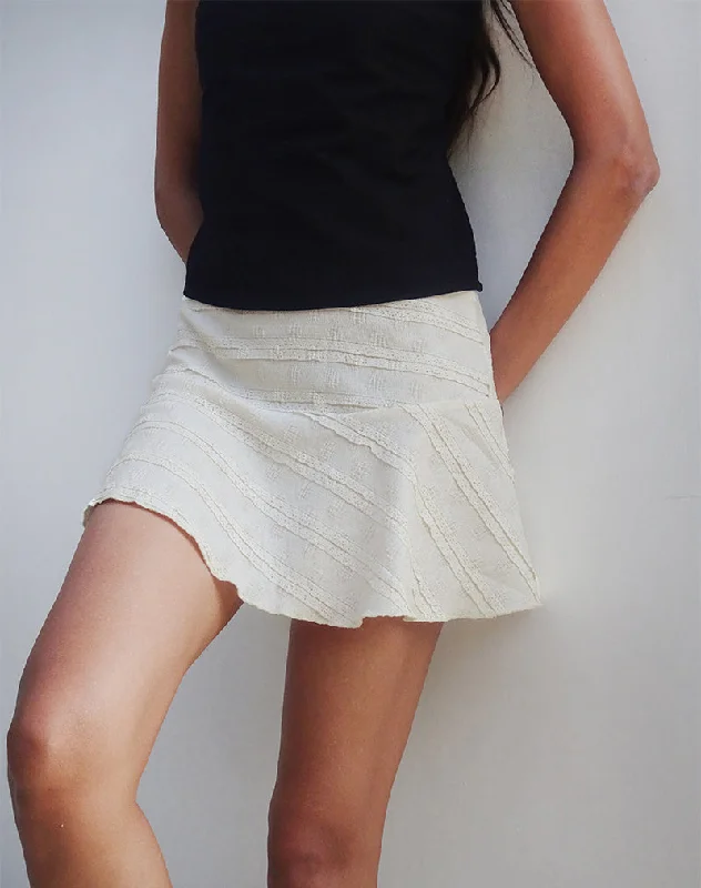 Ragna Mini Skirt in Crinkle Ivory patchwork skirt art