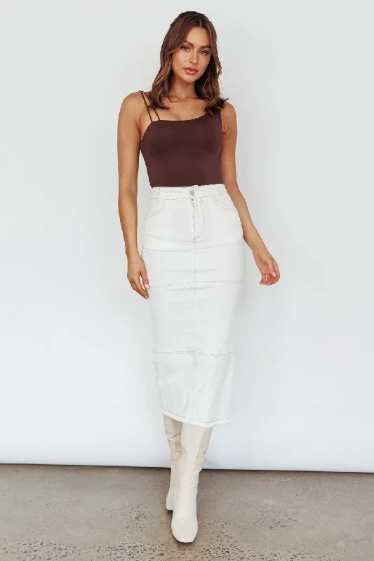 Thalia Pocket Midi Skirt White tiered skirt playful