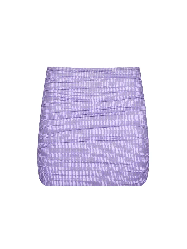 The Twiggy Miniskirt – Violet (Microcheck) velvet skirt glossy