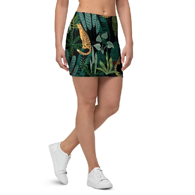 Tropical Leopard Hawaiian Print Mini Skirt chiffon skirt floaty