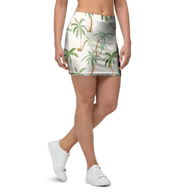 Tropical Palm Tree Hawaiian Print Mini Skirt patchwork skirt art