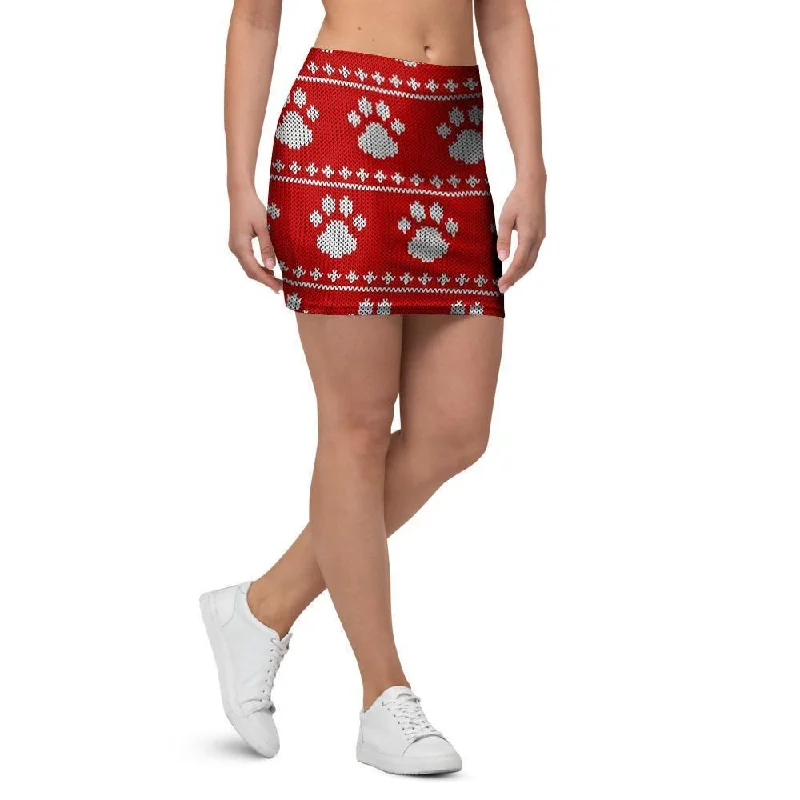 Ugly Christmas Paw Mini Skirt cashmere skirt soft