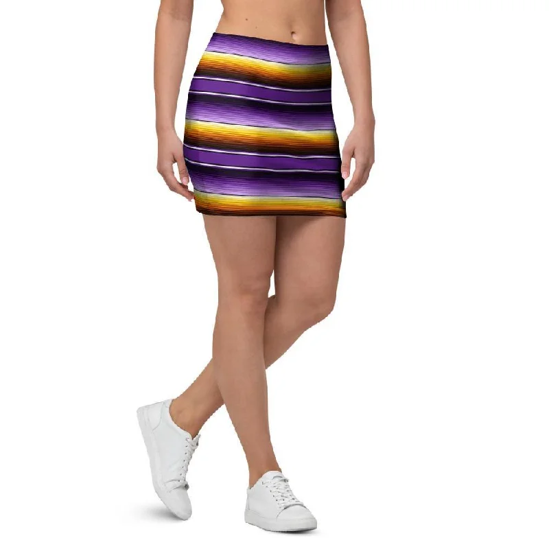 Yellow And Purple Mexican Baja Mini Skirt corduroy skirt durable